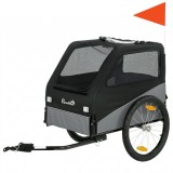PawHut Remorcă bicicletă pentru c&acirc;ini cu roţi de 50,8 cm, prindere universală, reflectoare, steag, lesă, 139x72x88cm, gri şi negru | Aosom Romania