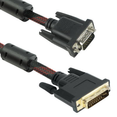 Cablu analogic DVI-I la VGA tata, 3M, Detech, 24+5pini, dublu ecranat, calitate deosebita foto