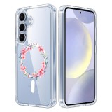 Husa pentru samsung galaxy s25 plus, atasare magnetica, magsafe, pink wreath 3, clear