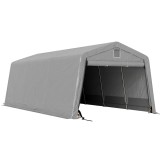Outsunny Garaj Portabil, Carport Rezistent, Cort tip Garaj cu Copertină și 2 Ferestre de Ventilație și Ușă, 6.2x3.3x2.4 m, Gri | Aosom Romania