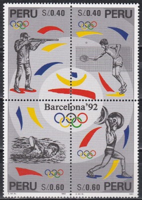 Peru 1992 - Jocurile Olimpice - Barcelona, Bloc, MNH foto