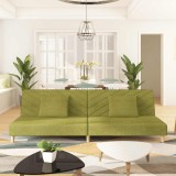 Canapea Extensibila 2 Locuri vidaXL Verde Textil + 2 Perne, 200x84.5x69 cm, Cadru Lemn, Multifunctionala