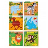 Cumpara ieftin Puzzle Din Lemn Cuburi - Safari 2 X 2