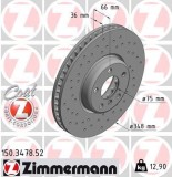 ZIMMERMANN SPORT COAT Z 150.3478.52 Disc frana perforat, ventilat interior, acoperit (cu un strat protector), continut ridicat de carbon