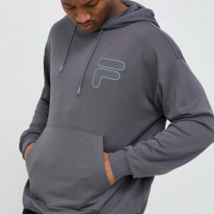 Fila bluza barbati, culoarea gri, cu glugă, neted