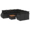 Set mobilier de gradina cu perne, 9 piese, negru, poliratan