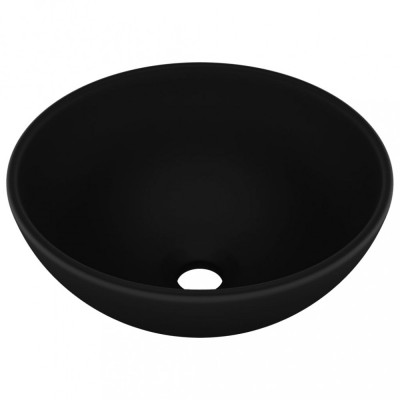 Chiuvetă baie lux, negru mat, 32,5x14 cm, ceramică, rotund foto