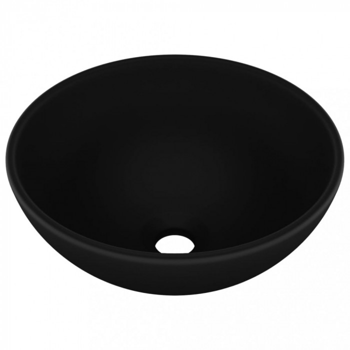 Chiuvetă baie lux, negru mat, 32,5x14 cm, ceramică, rotund