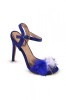 PDS72-4 Sandale cu toc accesorizate cu puf in fata, 36 - 40