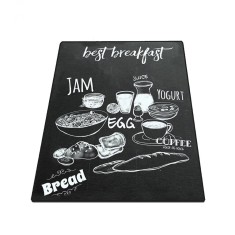 Covor de bucatarie Best Breakfast, Negru, anti-alunecare lavabil, 80 x 200 cm