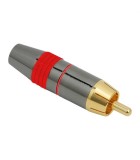 Mufa RCA tata contact aurit cablu 8mm inel rosu, Oem