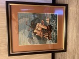Goblen cusut manual " corabie cu pamze pe mare agitata"