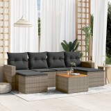 Gossi set canapele de gradina, 7 piese, cu perne, gri, poliratan