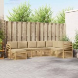 vidaXL Set de canapele de exterior 8 pcs Alb și Bej 3392298