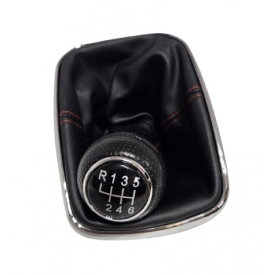 Maneta Schimbator VW Golf IV MK4 (1999-2004) - 6 Trepte, 23mm, Negru cu Cusatura Rosie foto