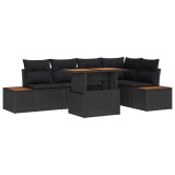 vidaXL Set de masă pentru grădină cu pernă 6 pcs Negru și Maro 3350070