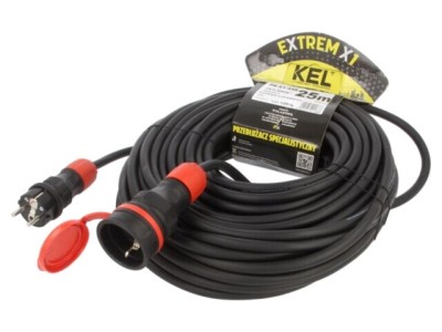 Prelungitor alimentare KEL 3x2,5mm2 25m 16A cu 1 priză gumă negru foto