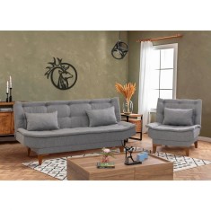 Set canapea 3 locuri extensibila si fotoliu Santo Gri