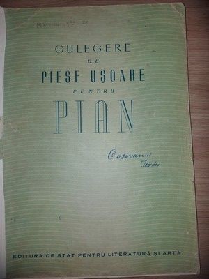 Culegere de piese usoare pentru pian foto