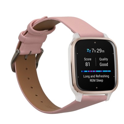Curea Kwmobile pentru Garmin Venu Sq 2 Music, Roz, Piele naturala, KWM000018RE002C foto