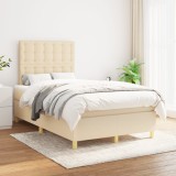 VidaXL Pat box spring cu saltea, crem, 120x200 cm, textil 3142646