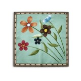 Cumpara ieftin Esarfa patrata satin verde cu flori