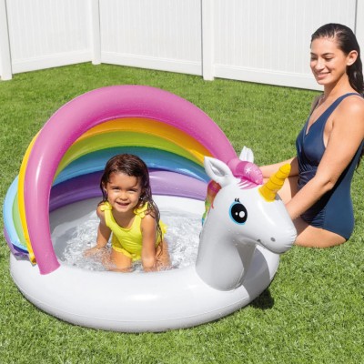 Piscina gonflabila pentru copii, design Unicorn, 127x102x69cm foto