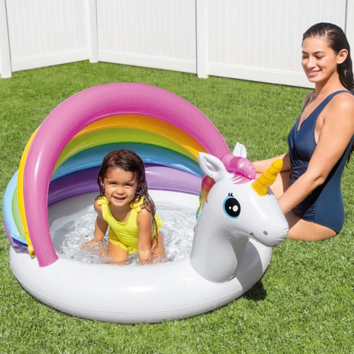 Piscina gonflabila pentru copii, design Unicorn, 127x102x69cm