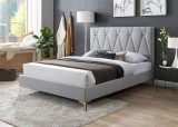 Cumpara ieftin Pat tapitat Mervine, 160x200, cadru din lemn cu somiera fixa, culoare Gri
