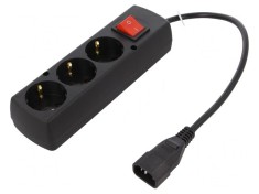 Cablu de Alimentare 3x1mm2 CEE 7/3 la IEC C14 0,3m 3 Prize