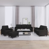 VidaXL Set de canapele cu perne, 4 piese, negru, textil 3201440
