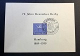 Germania (Deutsches Reich 1939) - Colita "70 Jahre Deutsches Derby Hamburg 1869&ndash;1939" (25+50Pf Albastru, Ștampilă Specială Hamburg) CLK1