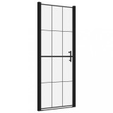 Usa de dus, negru, 91 x 195 cm, sticla securizata