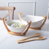 Bol ceramic cu suport din lemn
