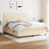 Cumpara ieftin Pat box spring cu saltea, crem, 160x200 cm, material textil