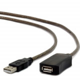 Cablu prelungitor activ USB 2.0 Cablexpert UAE-01-10M, lungime 10 m, conectori USB A tata la USB A mama, Gembird