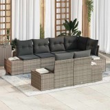 vidaXL Set de canapele pentru grădină cu pernă 7 pcs Gri Rattan poli 3347099
