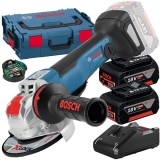 Bosch GWX 18V-10 PSC X-LOCK + GBA + GAL 18V-40 - Polizor unghiular 125 mm valiza speciala accesorii + Set 2 acumulatori si incarcator Li-Ion 18 V 5 Ah