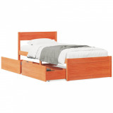 Cadru de pat cu sertare, maro ceruit, 75x190 cm, lemn masiv pin GartenMobel Dekor, vidaXL