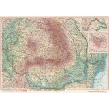 Harta Romania, Pergamon World Atlas, 1968, 50x70cm, repro