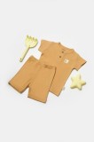 Cumpara ieftin Set tricou cu pantaloni Bamboo, maro, BabyCosy, 50%bumbac+50% bambus (Marime: 3-6 Luni)