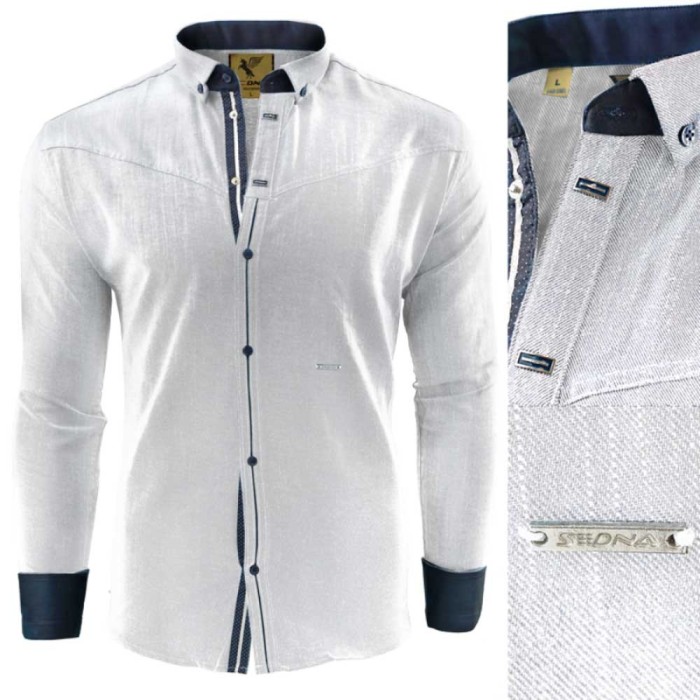 Camasa pentru barbati, slim fit, alba, casual, cu guler - sedna lexani II Camasa pentru barbati, slim fit, alba, casual, cu guler - sedna lexani II