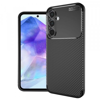 Husa pentru Samsung Galaxy A55 5G A556, Techsuit, CarbonFiber, Neagra foto