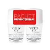Pachet Deodorant roll-on antiperspirant fara parfum 48h, 50 ml + 50 ml, Vichy