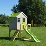 Casuta de gradina cu platforma si tobogan Lime Lodge, Wendi Toys