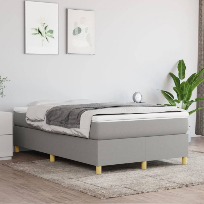 vidaXL Pat box spring cu saltea, gri deschis, 120x200 cm, textil 3144506