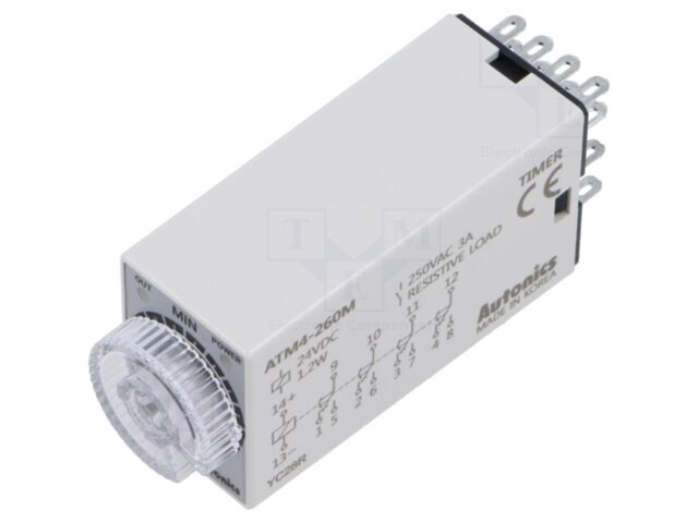 Timer 6&divide;60min 4PDT AUTONICS 250VAC/3A 24VDC