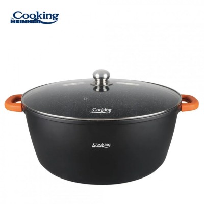 SEMIOALA ALUMINIU+CAPAC 44X19 CM,23L,DARK LINE, COOKING BY HEINNER foto