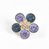 Brosa martisor floare cu pietre mov si albastre