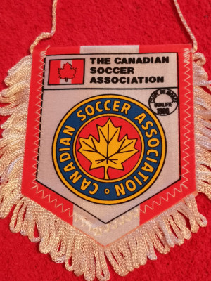 Fanion-Federatia de Fotbal din CANADA (CM 1986)-pe spate rezultate calificari foto